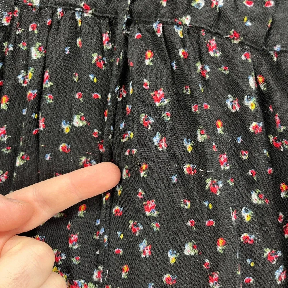 Free People Rare Feelings Maxi Dress Womens Small Black Floral Tiered Boho - Picture 4 of 15